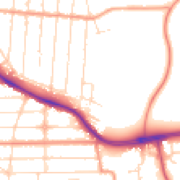 Daytime road noise heatmap for NG2 5ED