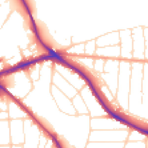 Daytime road noise heatmap for NG2 5HL