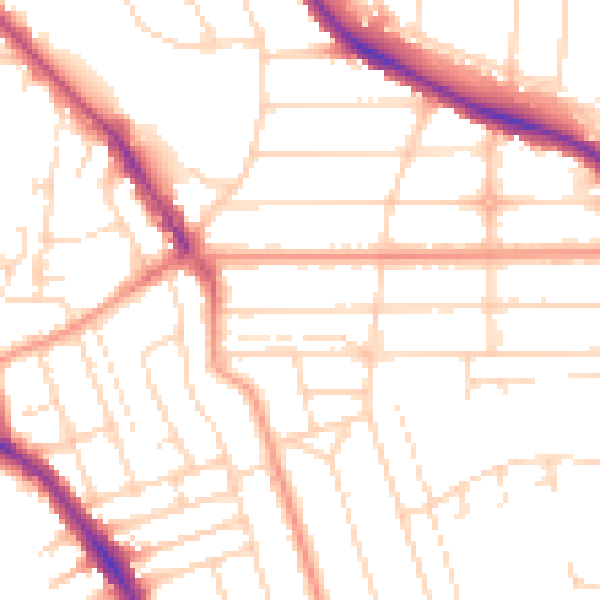 Daytime road noise heatmap for NG2 5JJ