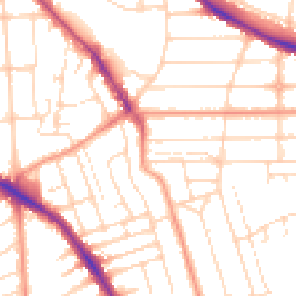 Daytime road noise heatmap for NG2 5LL