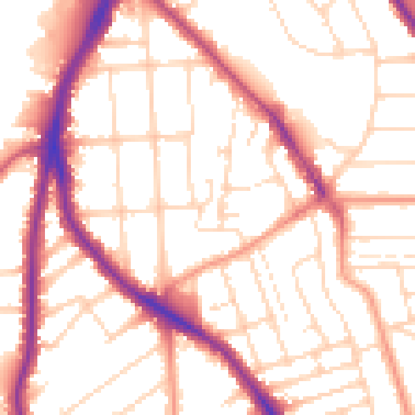Daytime road noise heatmap for NG2 6BP