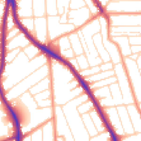 Daytime road noise heatmap for NG2 6EP