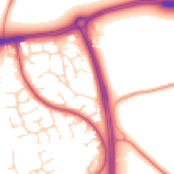 Daytime road noise heatmap for NG2 6NL