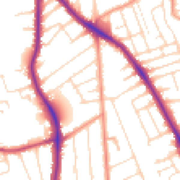 Daytime road noise heatmap for NG2 7AP
