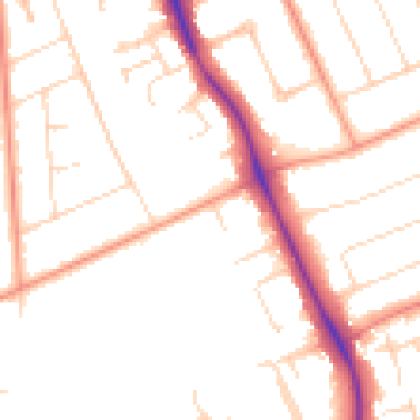 Daytime road noise heatmap for NG2 7BW