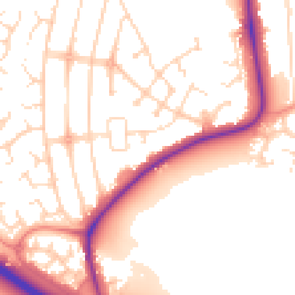 Daytime road noise heatmap for NG2 7FN