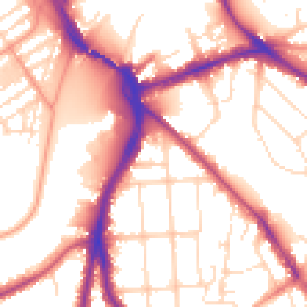 Daytime road noise heatmap for NG2 7LE