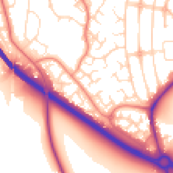 Daytime road noise heatmap for NG2 7LZ
