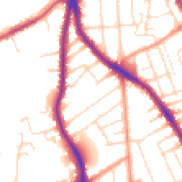 Daytime road noise heatmap for NG2 7NG
