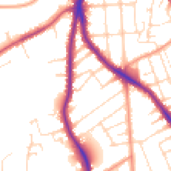 Daytime road noise heatmap for NG2 7NQ