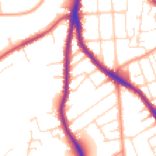 Daytime road noise heatmap for NG2 7NR