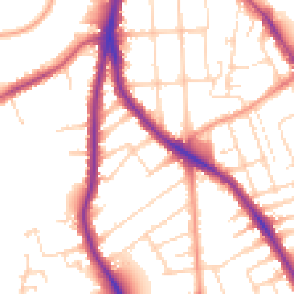 Daytime road noise heatmap for NG2 7NS