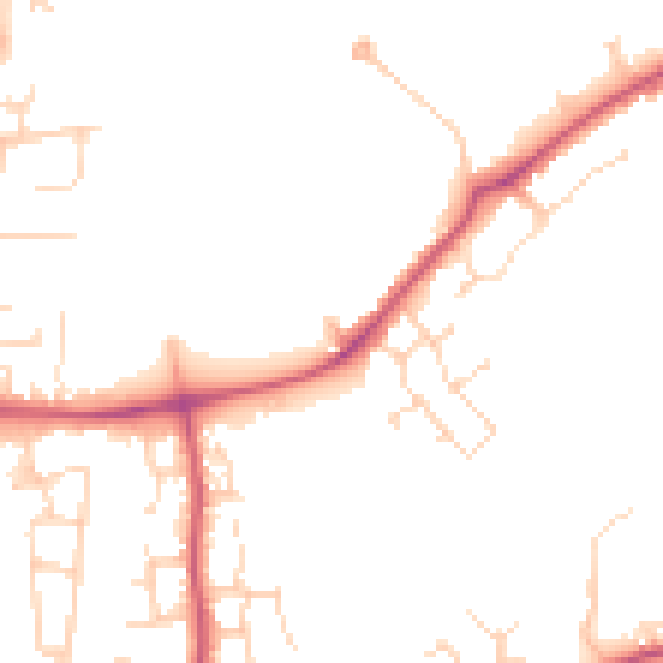 Daytime road noise heatmap for NG2 7RP
