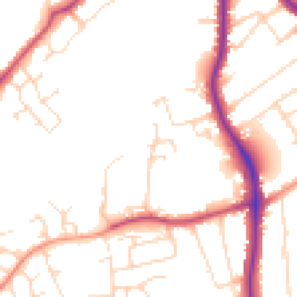 Daytime road noise heatmap for NG2 7RW
