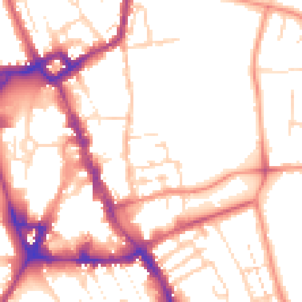 Daytime road noise heatmap for NG31 6AD