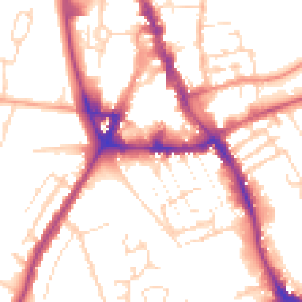 Daytime road noise heatmap for NG31 6AE