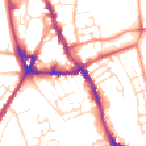 Daytime road noise heatmap for NG31 6BA