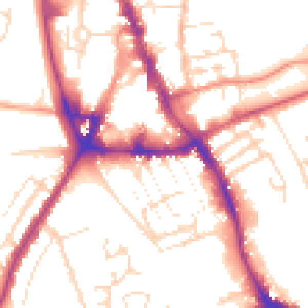 Daytime road noise heatmap for NG31 6BD