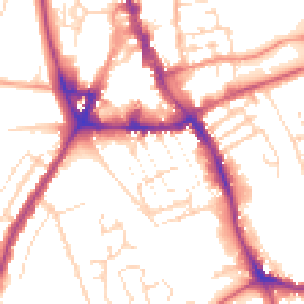 Daytime road noise heatmap for NG31 6BF