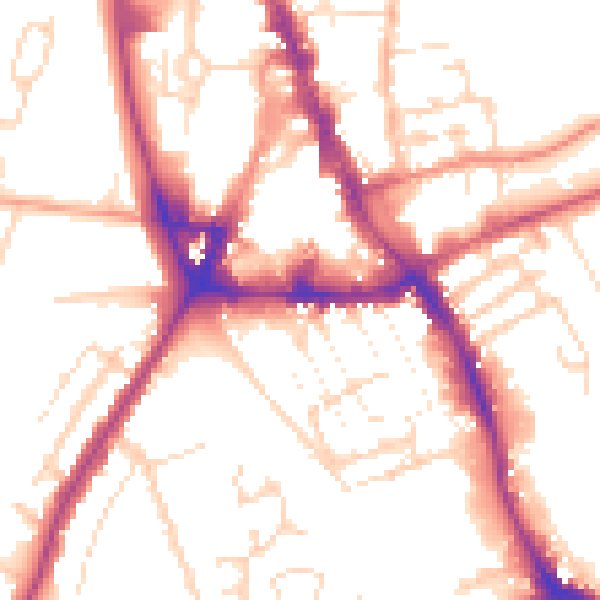 Daytime road noise heatmap for NG31 6BG