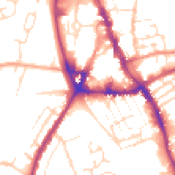 Daytime road noise heatmap for NG31 6BH