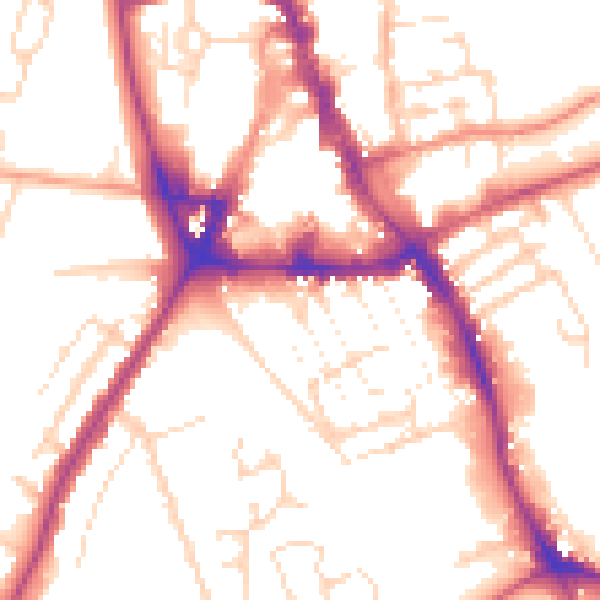 Daytime road noise heatmap for NG31 6BL