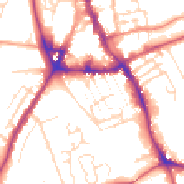 Daytime road noise heatmap for NG31 6BN