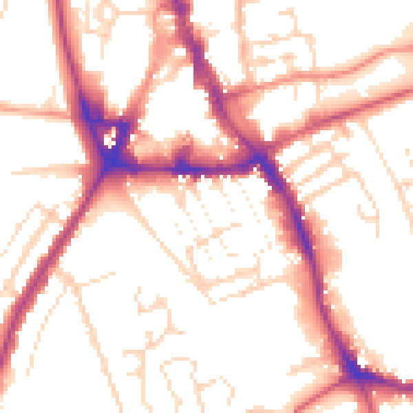 Daytime road noise heatmap for NG31 6BY