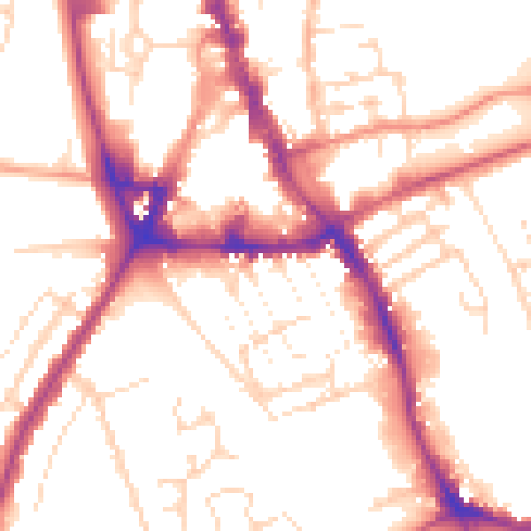 Daytime road noise heatmap for NG31 6DA