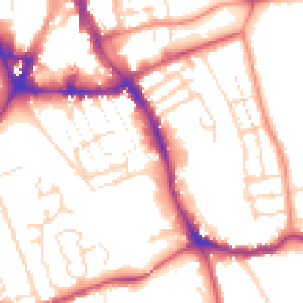 Daytime road noise heatmap for NG31 6DJ