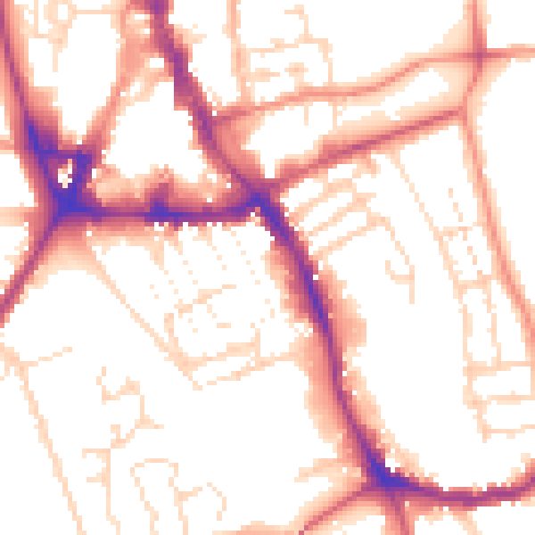 Daytime road noise heatmap for NG31 6DL