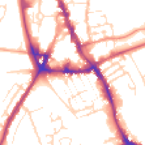 Daytime road noise heatmap for NG31 6DP