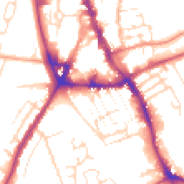 Daytime road noise heatmap for NG31 6DQ