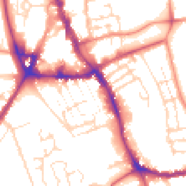Daytime road noise heatmap for NG31 6DW