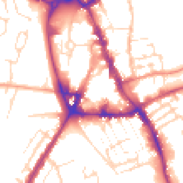 Daytime road noise heatmap for NG31 6EA