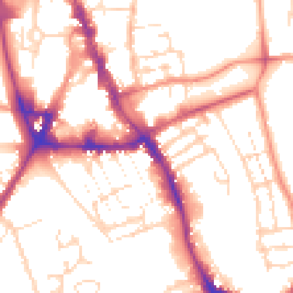 Daytime road noise heatmap for NG31 6ED