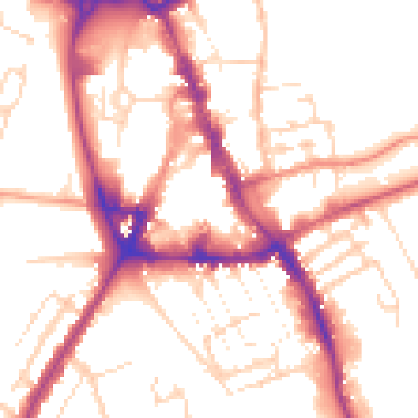 Daytime road noise heatmap for NG31 6EE