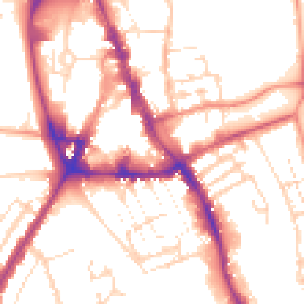 Daytime road noise heatmap for NG31 6EG