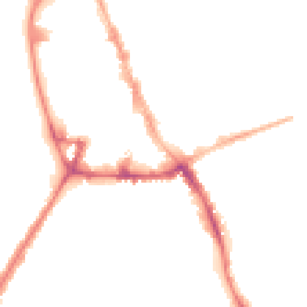 Night-time road noise heatmap for NG31 6EG