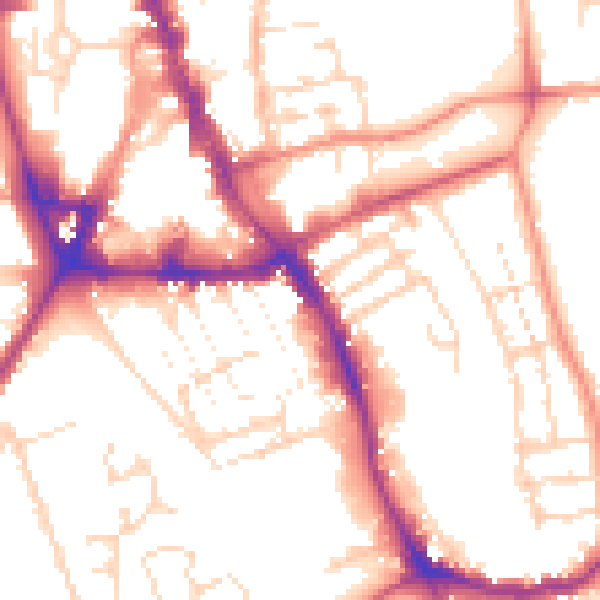 Daytime road noise heatmap for NG31 6EJ