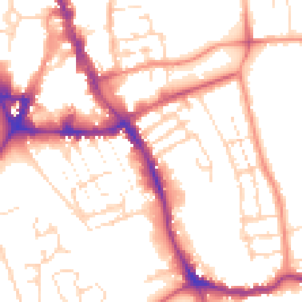Daytime road noise heatmap for NG31 6EU