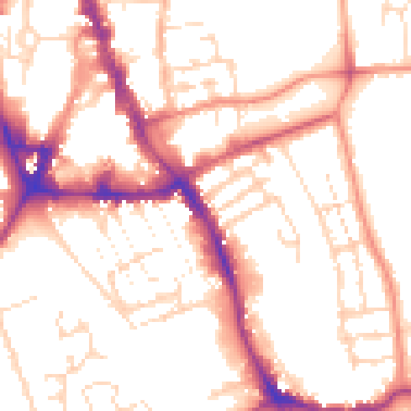 Daytime road noise heatmap for NG31 6EX