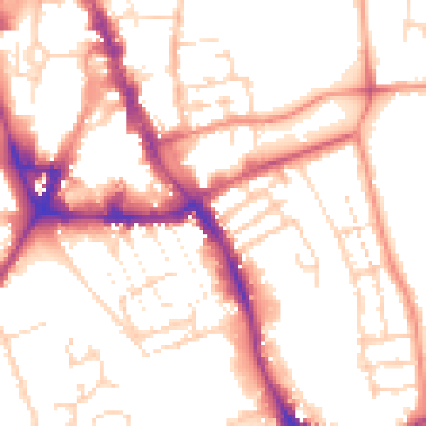 Daytime road noise heatmap for NG31 6EY