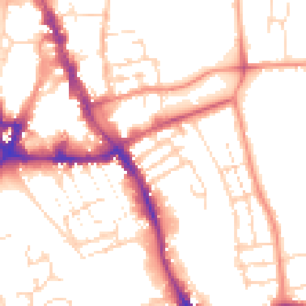 Daytime road noise heatmap for NG31 6EZ