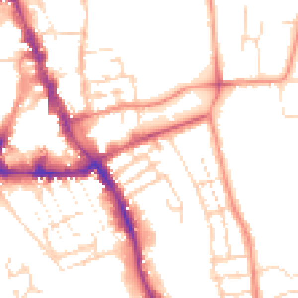 Daytime road noise heatmap for NG31 6FA