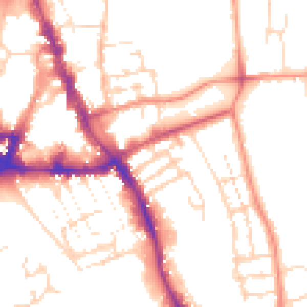 Daytime road noise heatmap for NG31 6HA
