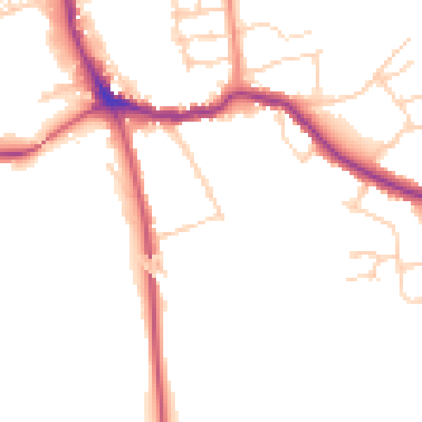 Daytime road noise heatmap for NG31 6JA
