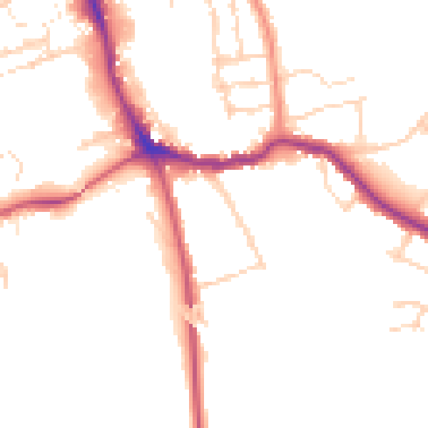 Daytime road noise heatmap for NG31 6JF