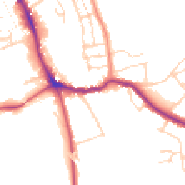 Daytime road noise heatmap for NG31 6JH