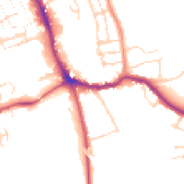 Daytime road noise heatmap for NG31 6JT